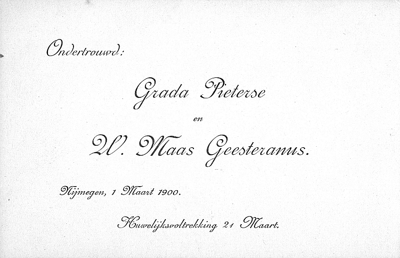 Willem Mg 1842 1913 Huwelijksaankondiging Willem Mg 1842 1913 Huwelijksaankondiging
