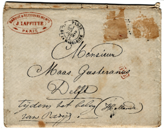 01157   Lettre Paris 1871 Envelop voorkant