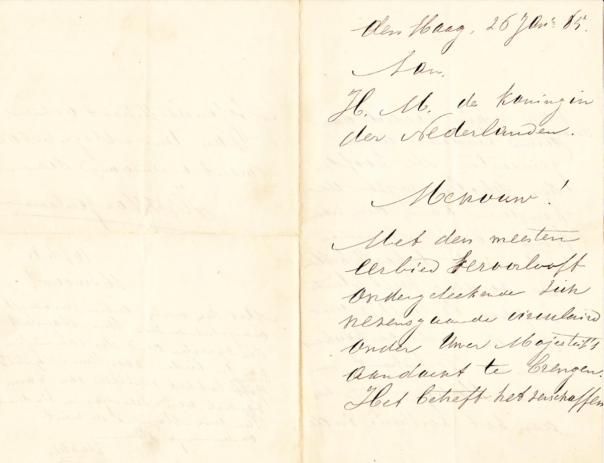 Conceptbrief van Hendrik Gerard Johan MG (1837-1894) aan de koningin betreffende verschaffen van maaltijden